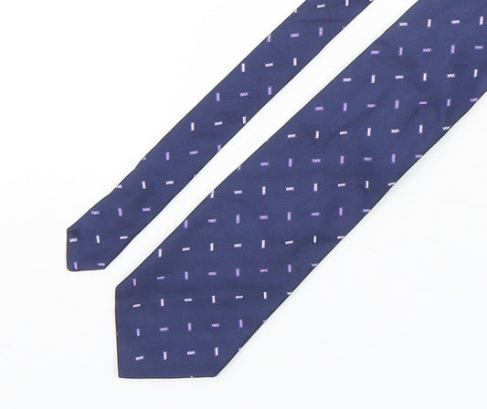 Luciano Versi  Mens Blue Geometric Silk Pointed Tie One Size