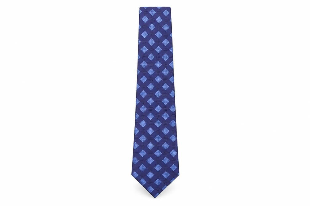 Simon Taylor  Mens Blue Geometric Polyester Pointed Tie One Size
