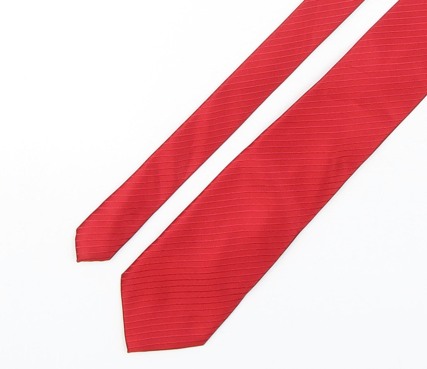 Paul Malone  Mens Red Striped Polyester Pointed Tie One Size