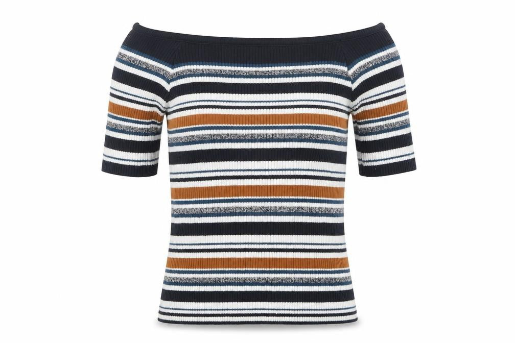 Atmosphere Womens Multicoloured Striped Cotton Basic Blouse Size 6 Off the Shoulder