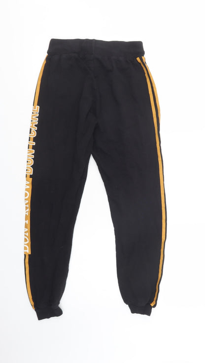 Select Womens Black  Cotton Jogger Trousers Size 8 L27 in Regular Drawstring