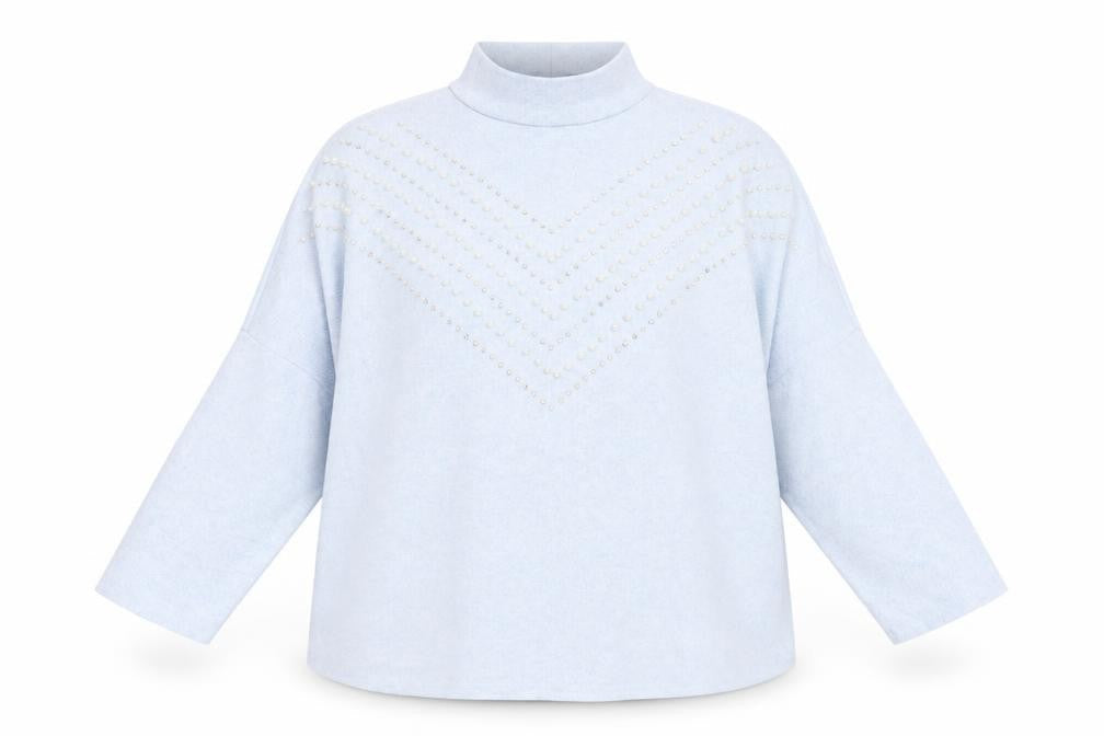 Select Womens Blue High Neck  Viscose Pullover Jumper Size L