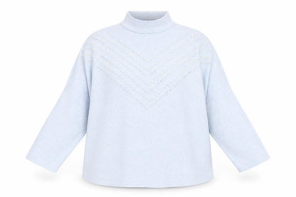 Select Womens Blue High Neck  Viscose Pullover Jumper Size L
