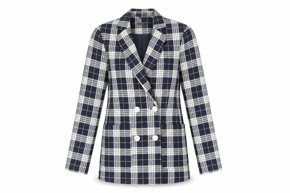 Primark Womens Blue Plaid  Jacket Blazer Size 6  Button