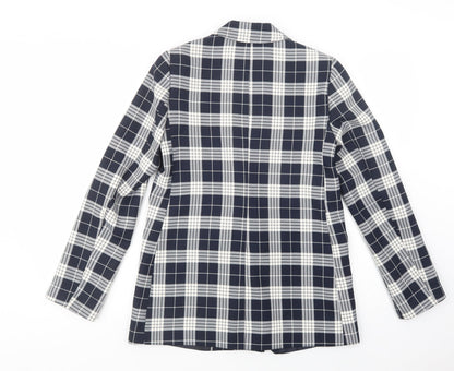 Primark Womens Blue Plaid  Jacket Blazer Size 6  Button