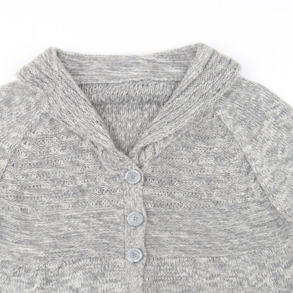 Heart & Soul Womens Grey Collared  Acrylic Cardigan Jumper Size L