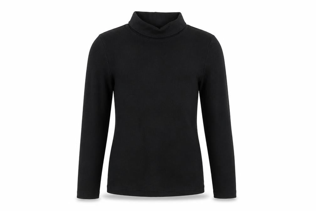Matalan Girls Black  Cotton Basic Blouse Size 9 Years Roll Neck Pullover