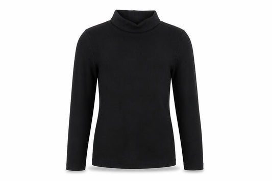Matalan Girls Black  Cotton Basic Blouse Size 9 Years Roll Neck Pullover