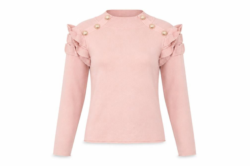 Flam Mode Womens Pink Mock Neck  Viscose Pullover Jumper Size S