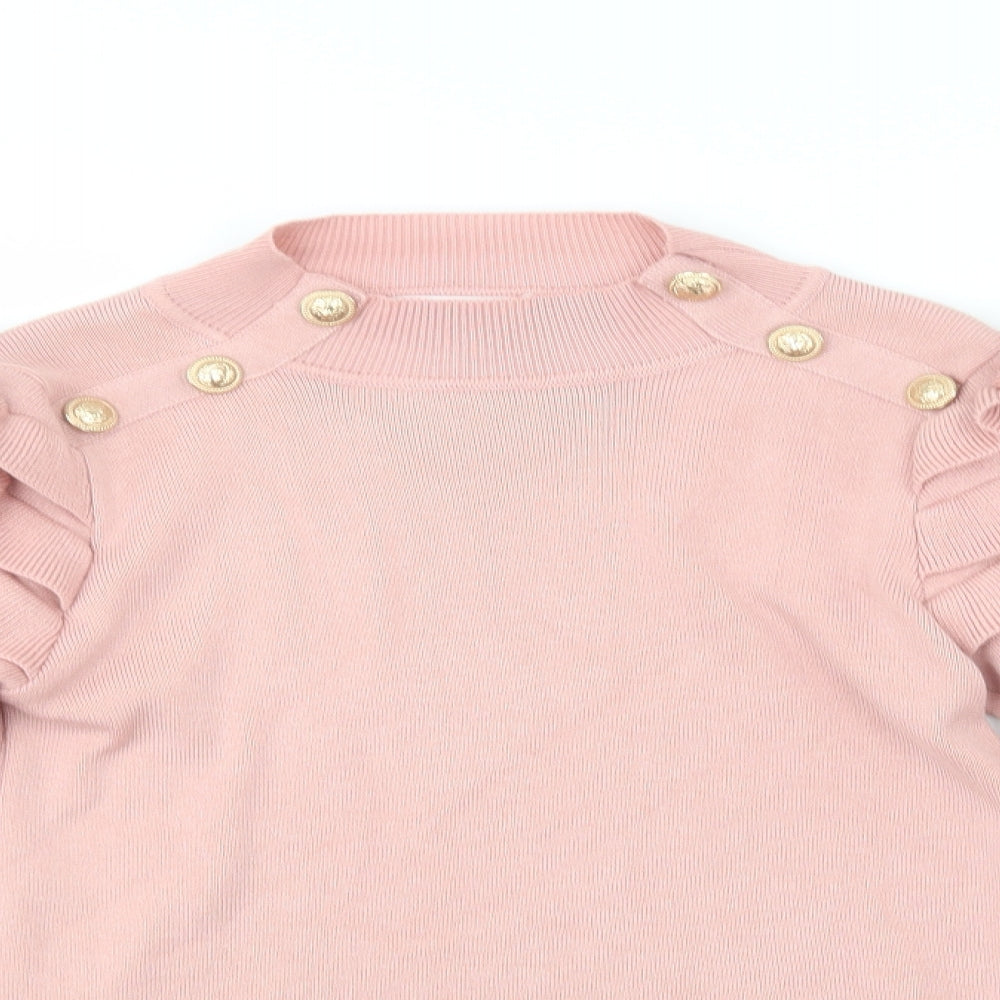 Flam Mode Womens Pink Mock Neck  Viscose Pullover Jumper Size S