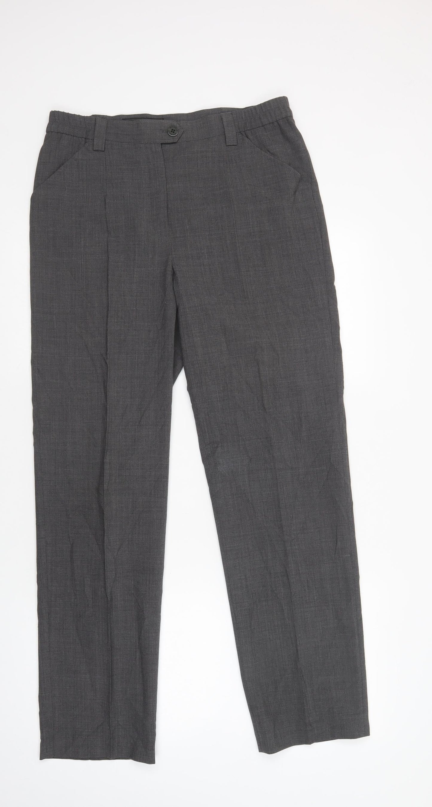MICHELE Womens Grey  Polyester Dress Pants Trousers Size 12 L31 in Regular Button