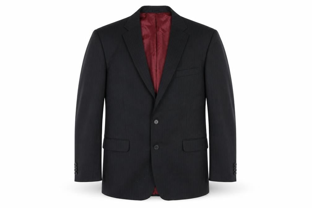 Taylor & Wright Mens Black Striped Polyester Jacket Suit Jacket Size L   - inside pockets, pinstriped