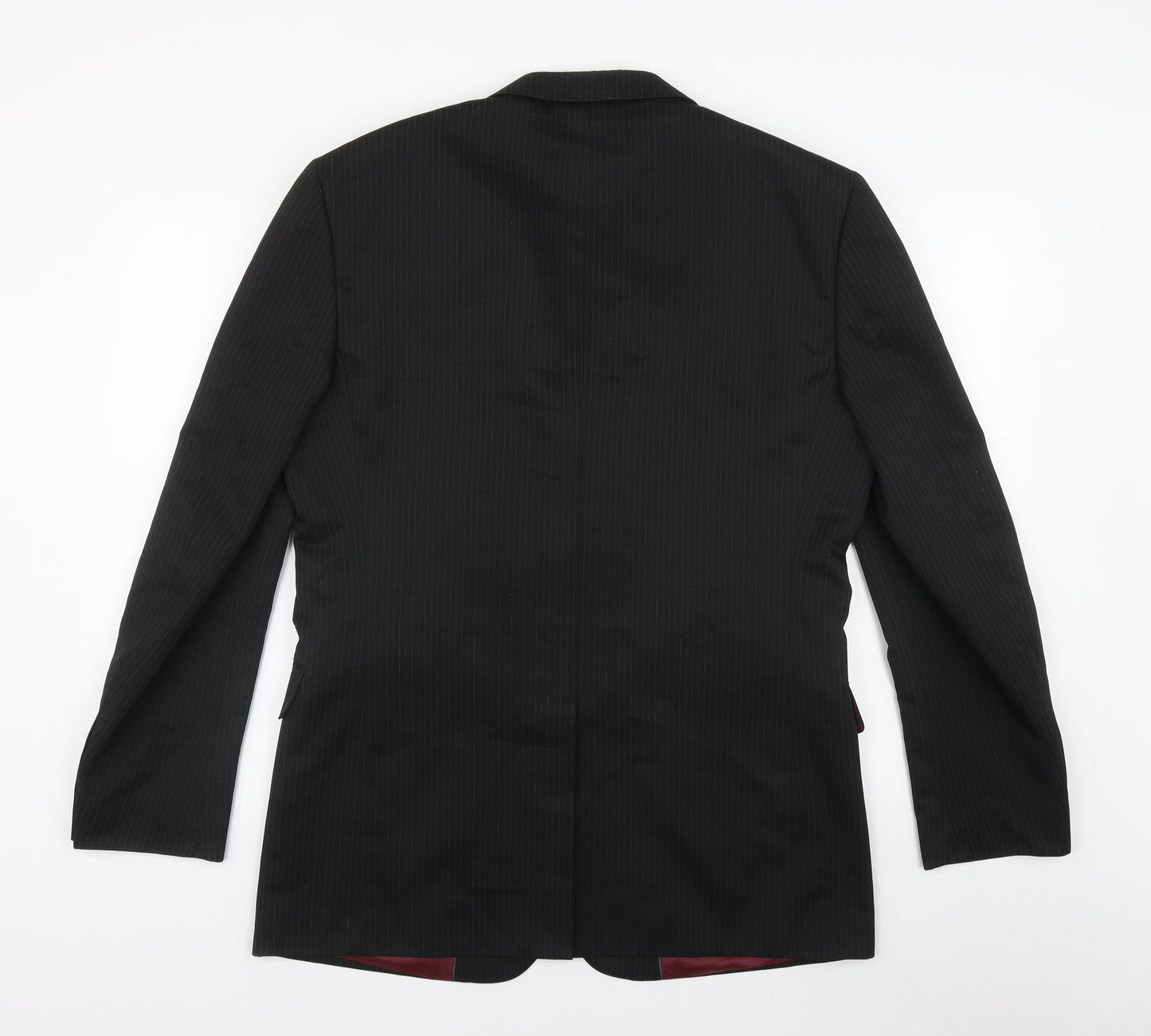 Taylor & Wright Mens Black Striped Polyester Jacket Suit Jacket Size L   - inside pockets, pinstriped