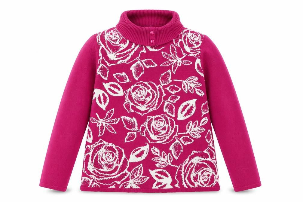 Gerard Womens Pink Roll Neck Floral Acrylic Pullover Jumper Size M