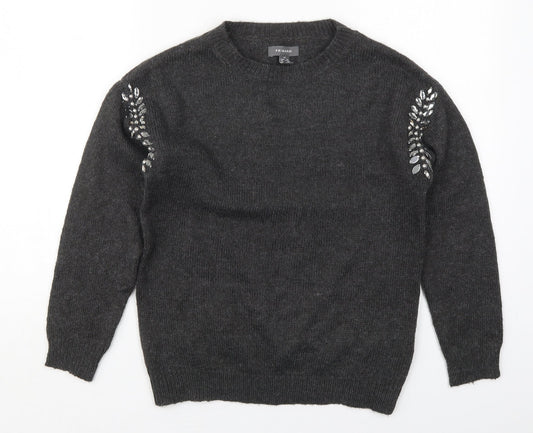 Primark Womens Grey Crew Neck  Acrylic Pullover Jumper Size 6