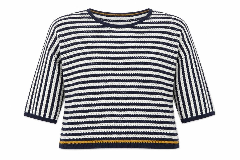 Papaya Womens Blue Round Neck Striped Acrylic Pullover Jumper Size M