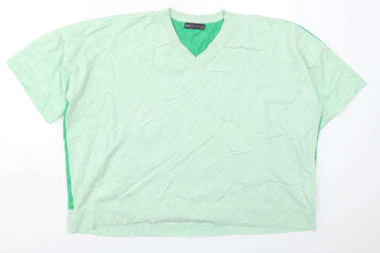 Marks and Spencer Womens Green V-Neck  Viscose Pullover Jumper Size 22