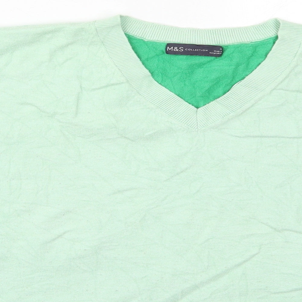 Marks and Spencer Womens Green V-Neck  Viscose Pullover Jumper Size 22