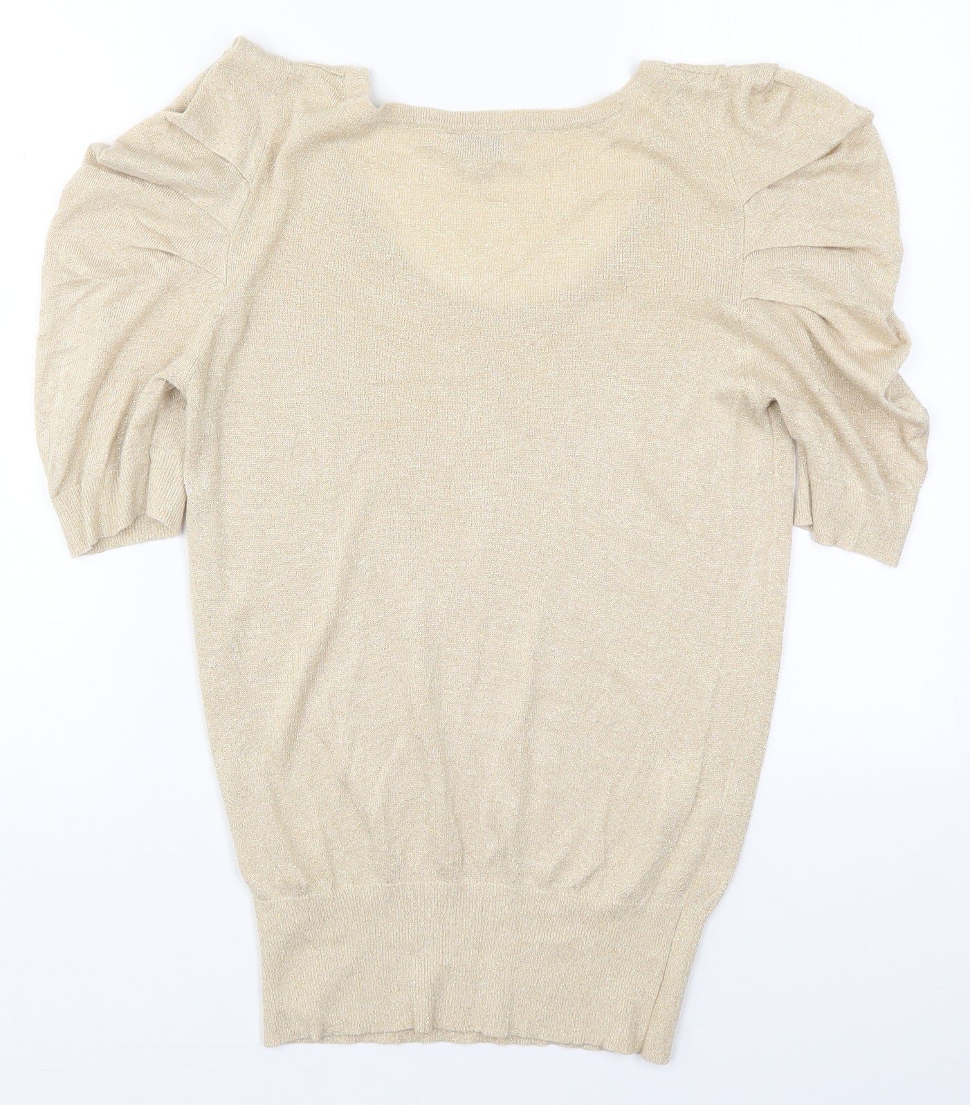 Peacocks Womens Beige Round Neck  Viscose Pullover Jumper Size 12
