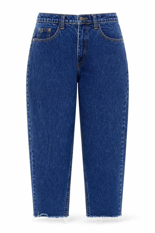 JEANS Womens Blue  Cotton Cropped Jeans Size M L24 in Slim Button