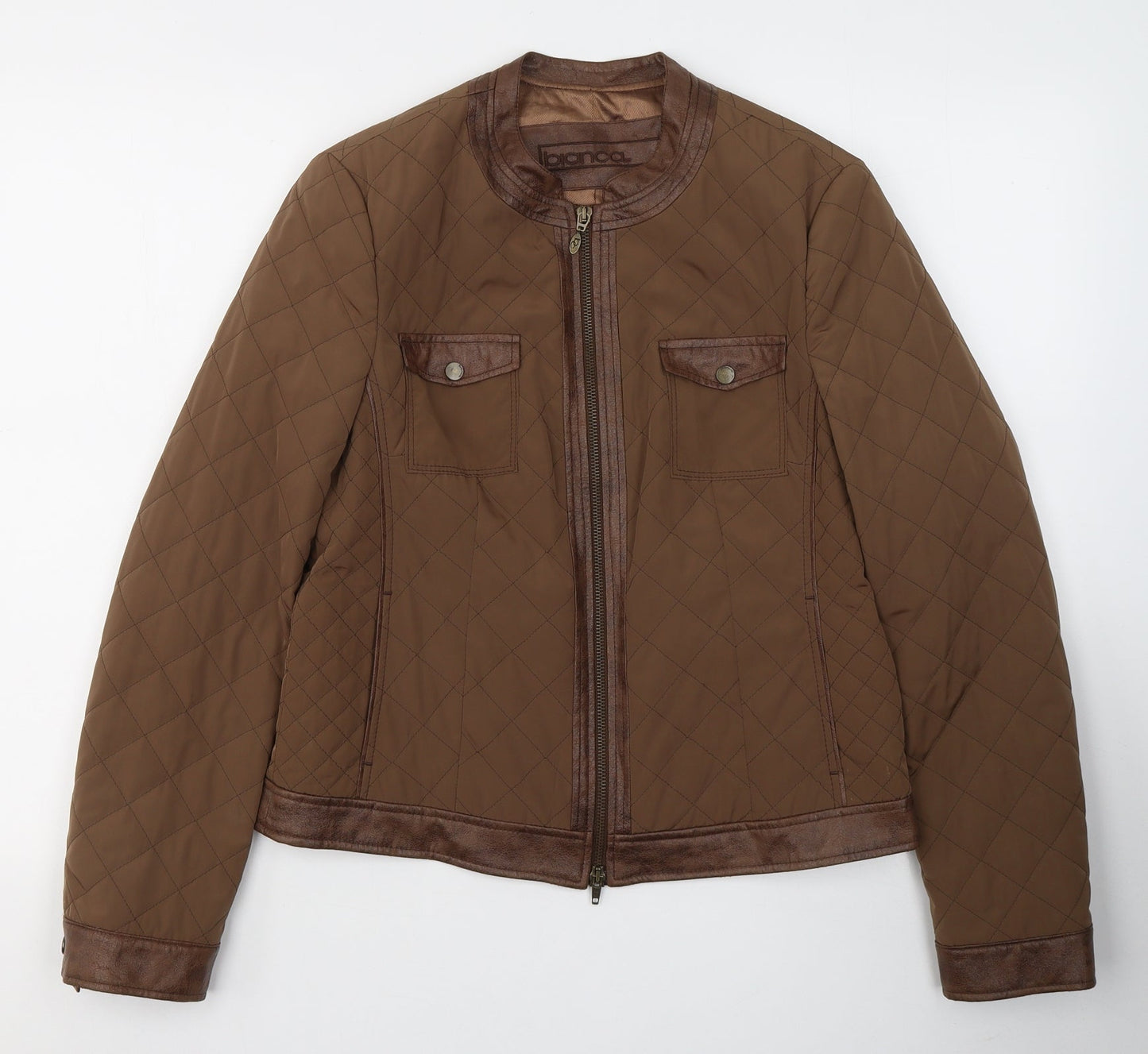 Bianca Womens Brown   Quilted Jacket Size 10  Zip