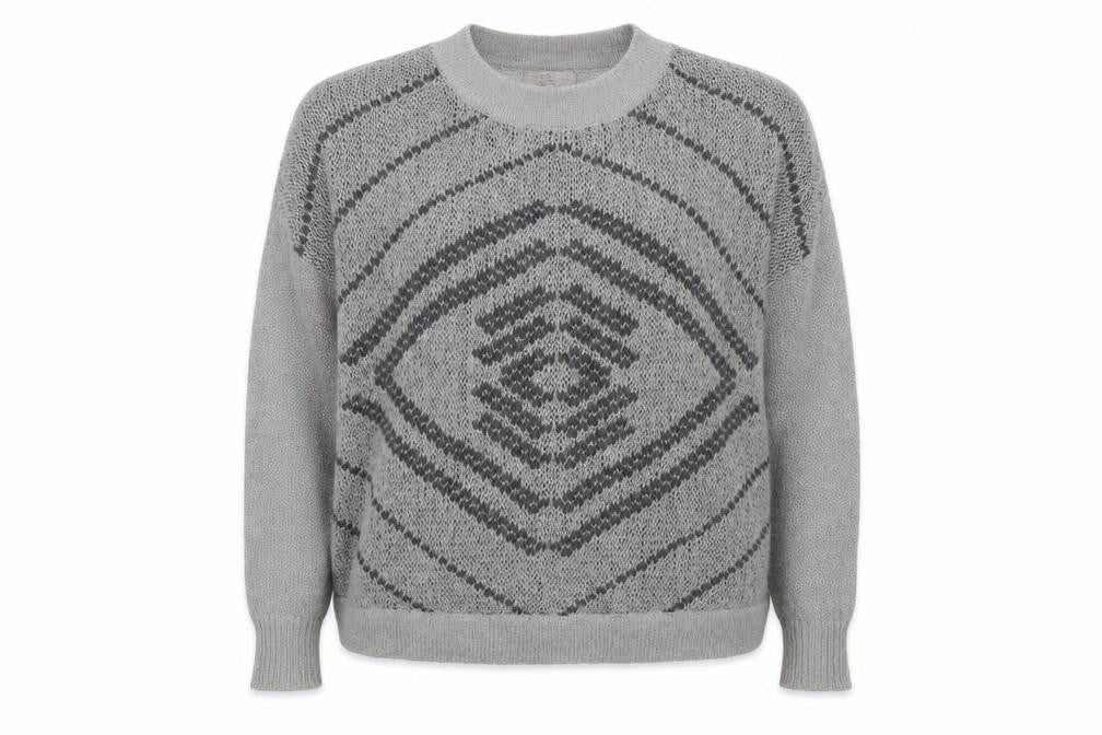 Label lab  Womens Grey Round Neck Geometric Nylon Pullover Jumper Size 10