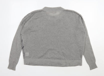 Label lab  Womens Grey Round Neck Geometric Nylon Pullover Jumper Size 10