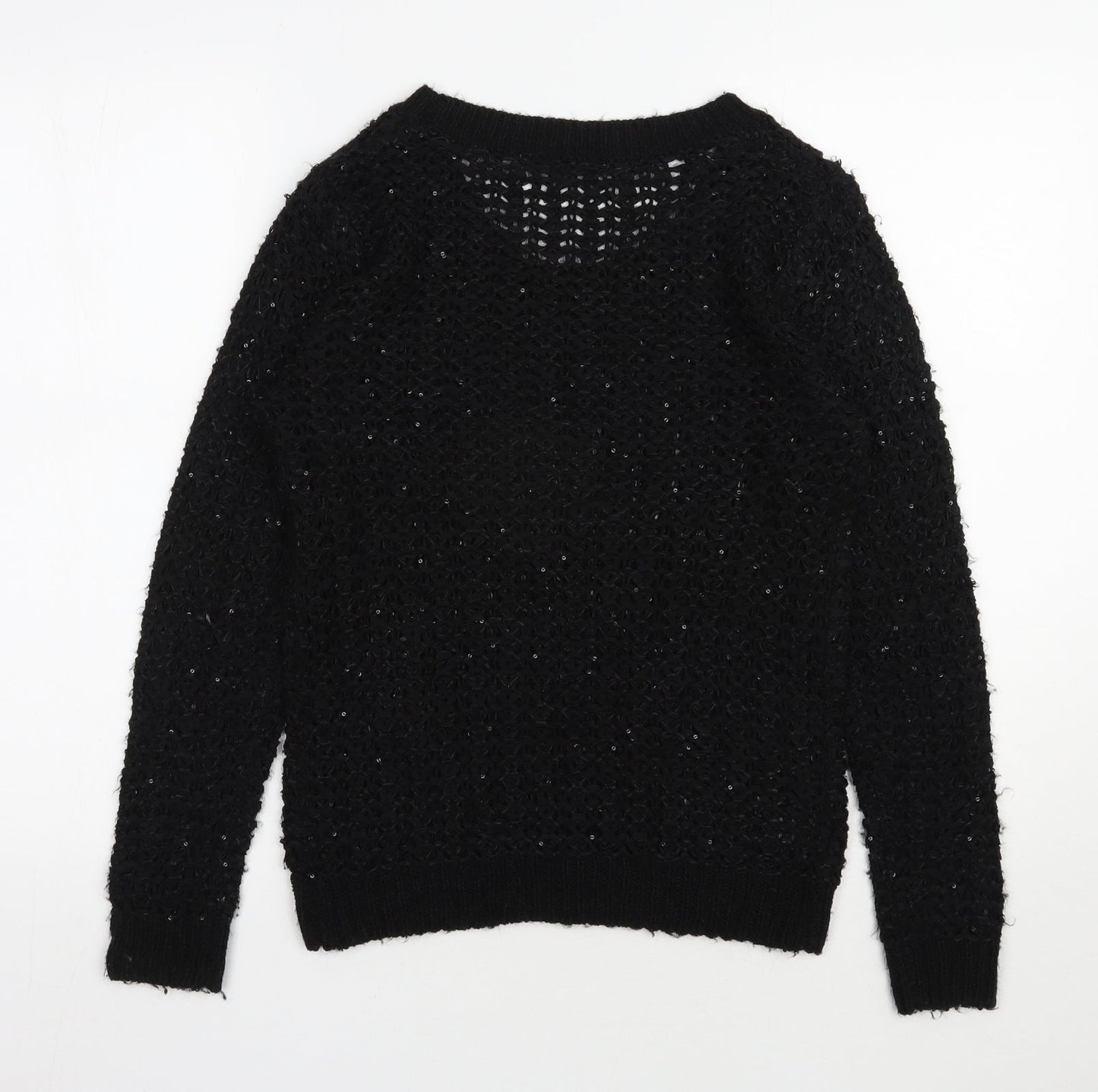 NEXT Womens Black Scoop Neck  Acrylic Pullover Jumper Size S