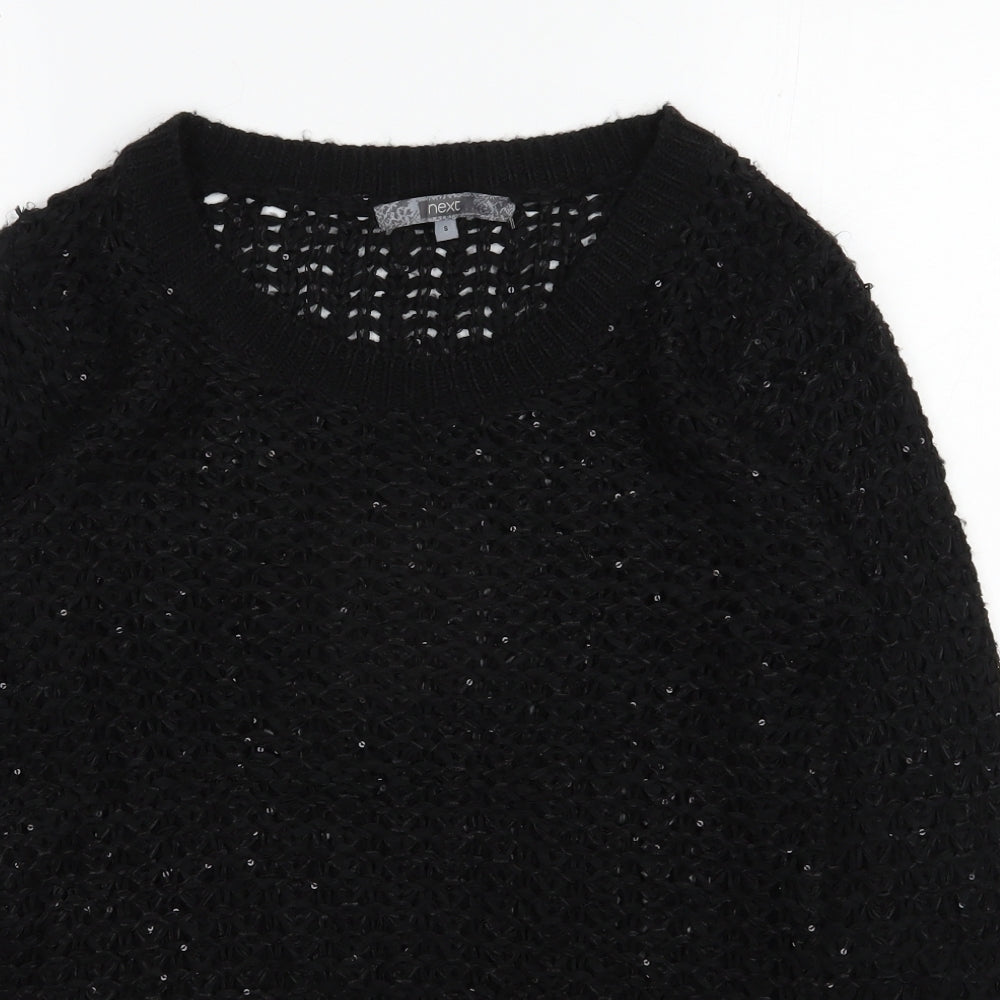 NEXT Womens Black Scoop Neck  Acrylic Pullover Jumper Size S