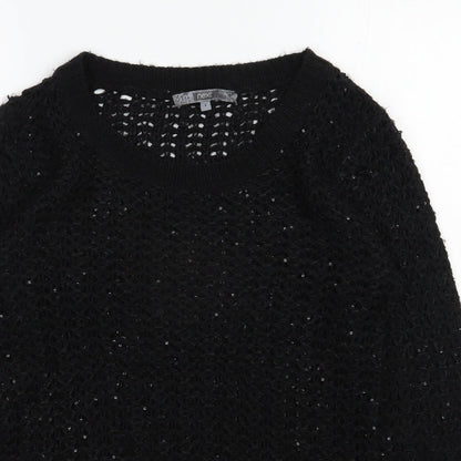 Next Womens Black Scoop Neck  Acrylic Pullover Jumper Size S