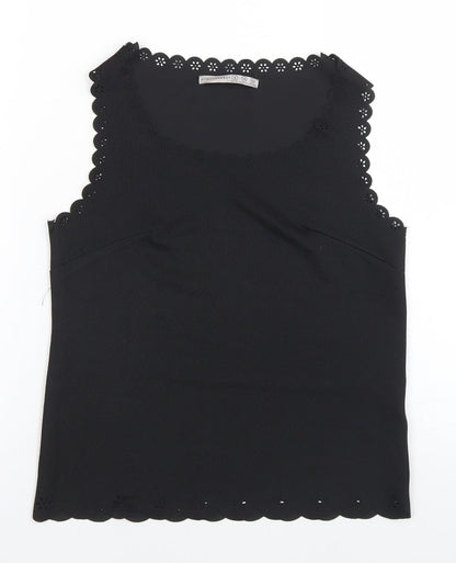 Atmosphere Womens Black  Polyester Basic Tank Size 6 Round Neck - Scalloped Edging