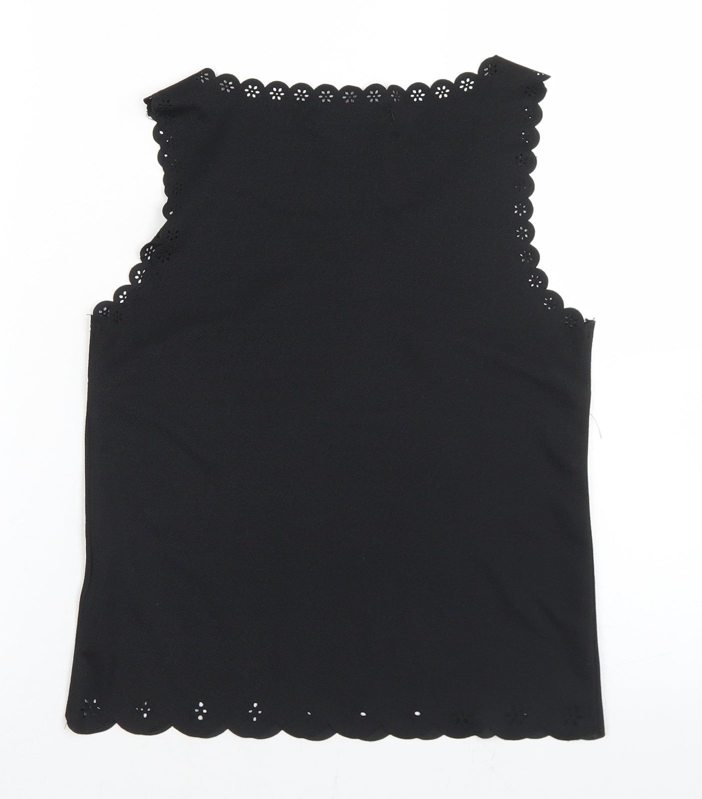 Atmosphere Womens Black  Polyester Basic Tank Size 6 Round Neck - Scalloped Edging