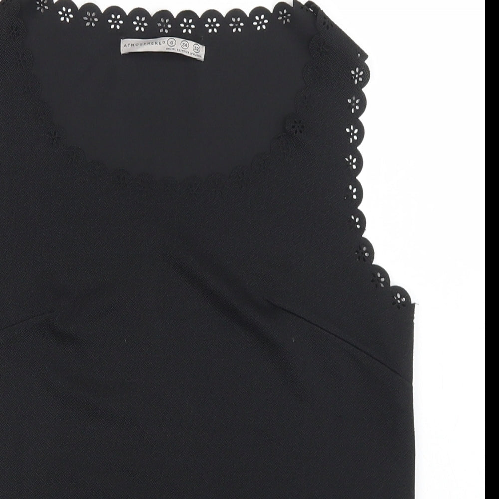 Atmosphere Womens Black  Polyester Basic Tank Size 6 Round Neck - Scalloped Edging