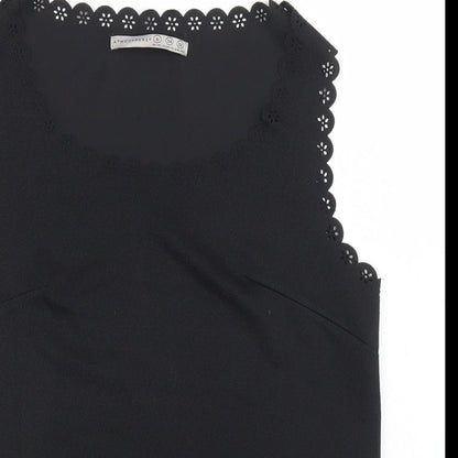 Atmosphere Womens Black  Polyester Basic Tank Size 6 Round Neck - Scalloped Edging