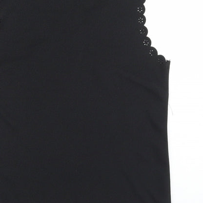 Atmosphere Womens Black  Polyester Basic Tank Size 6 Round Neck - Scalloped Edging