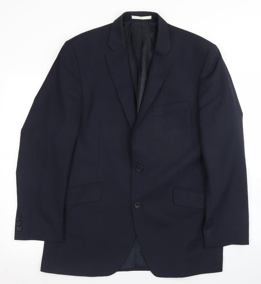 Preworn Mens Blue Striped Wool Jacket Blazer Size 40