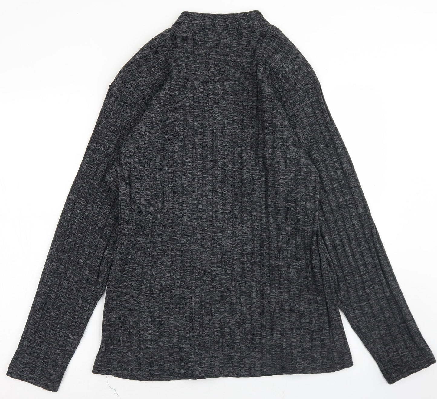 Primo Womens Grey Mock Neck Striped Polyester Pullover Jumper Size L