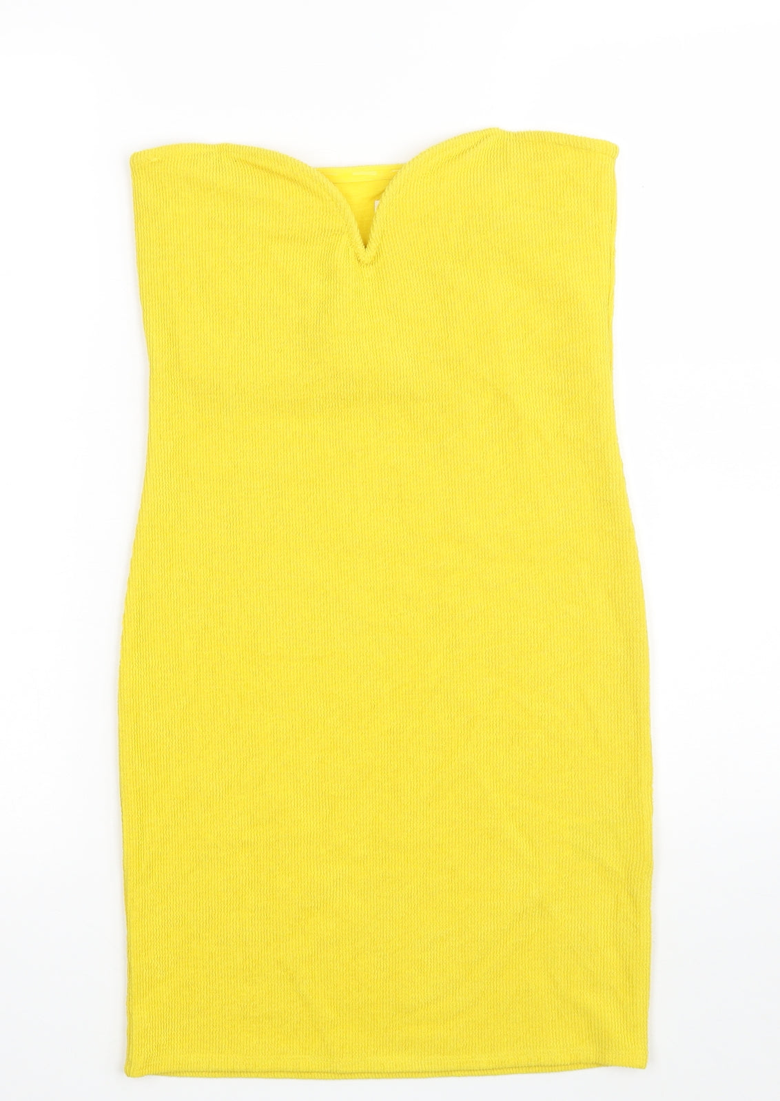 H&M Womens Yellow  Polyester Pencil Dress  Size S  Off the Shoulder