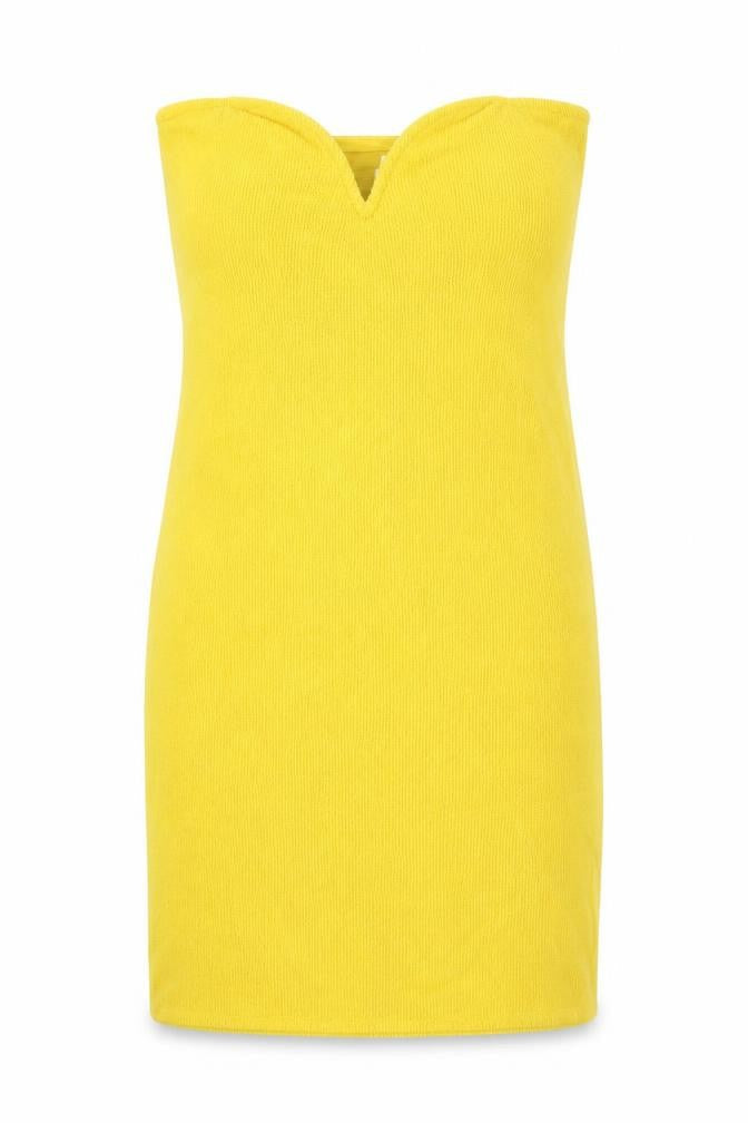 H&M Womens Yellow  Polyester Pencil Dress  Size S  Off the Shoulder