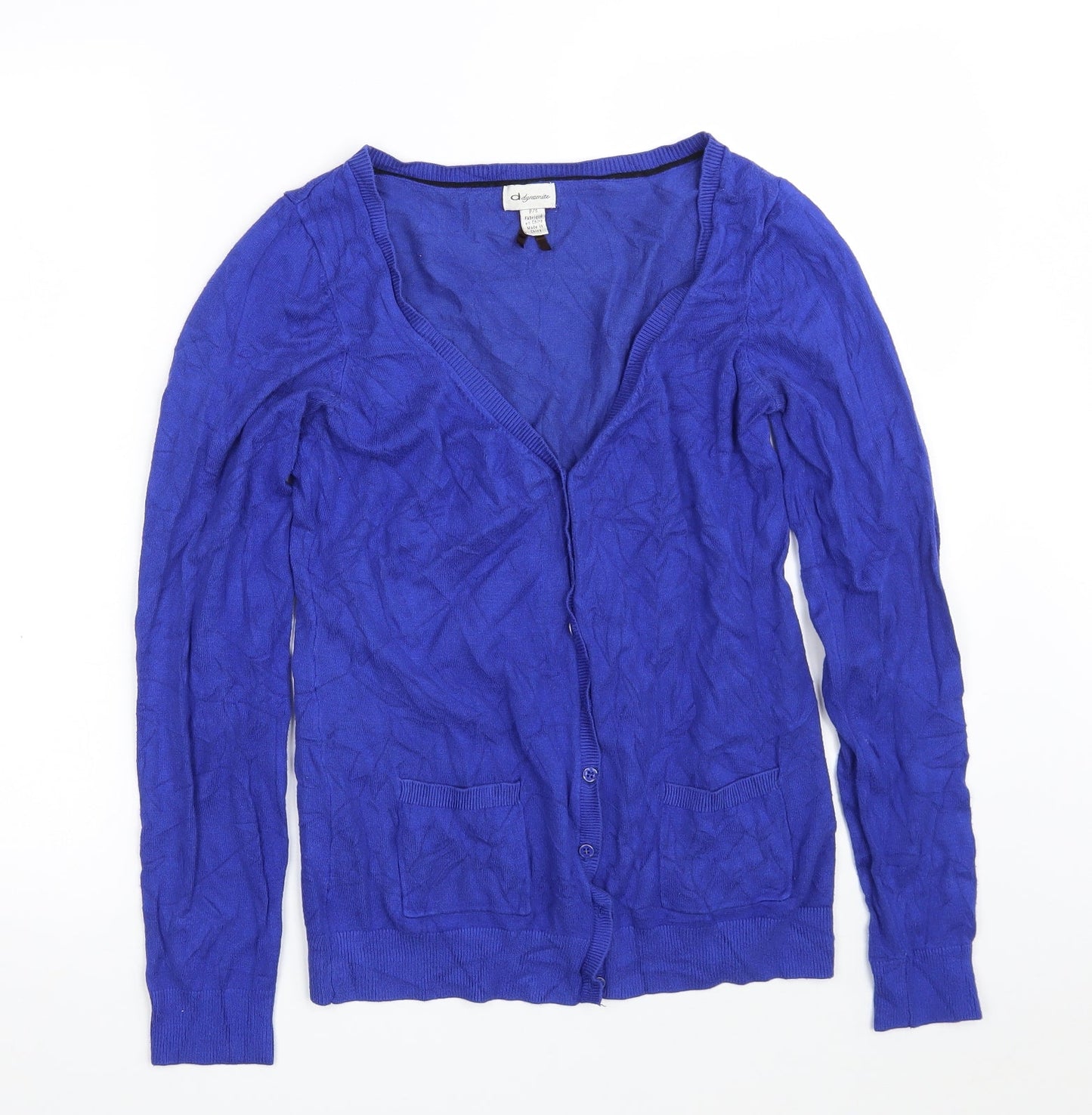 Dynamite Womens Blue V-Neck  Rayon Cardigan Jumper Size S