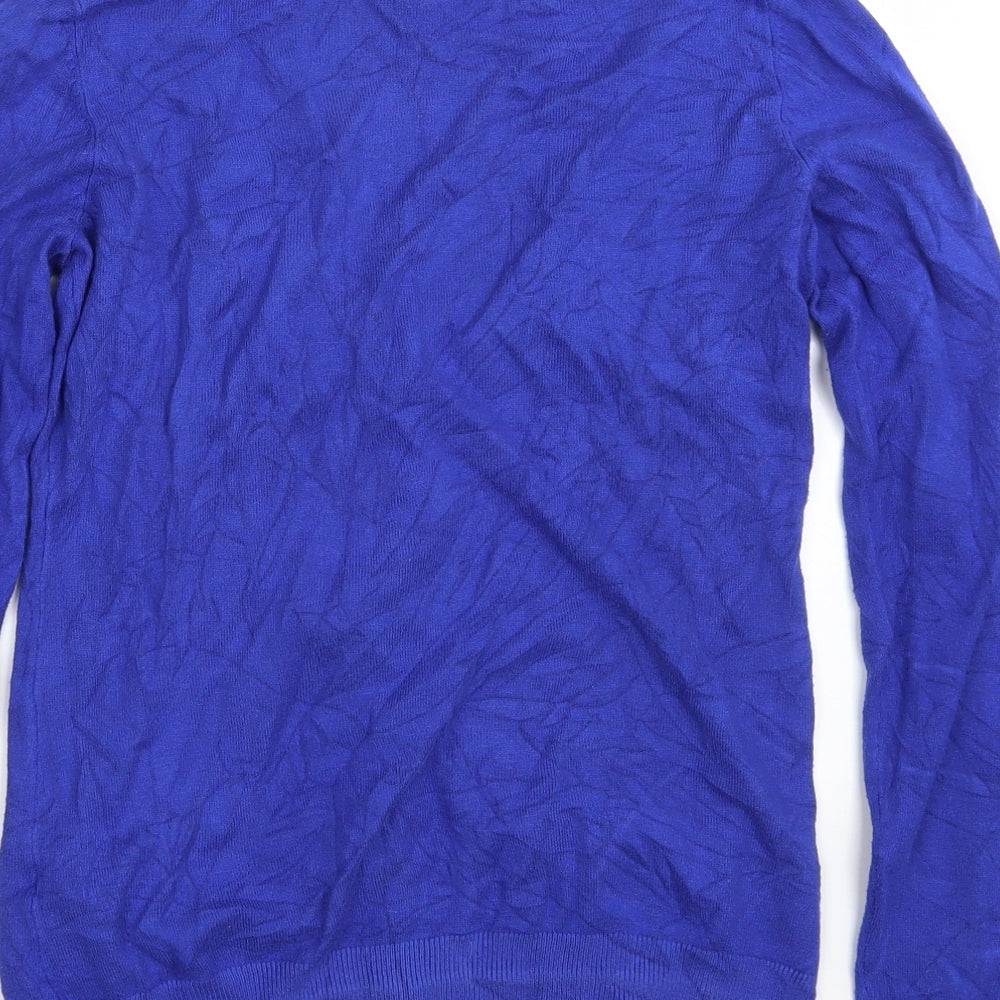 Dynamite Womens Blue V-Neck  Rayon Cardigan Jumper Size S