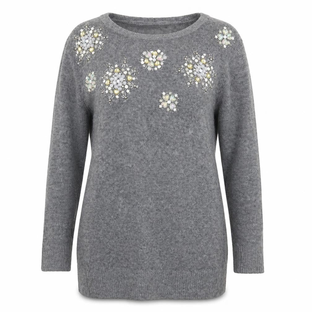Miss Selfridge Womens Grey Boat Neck  Nylon Pullover Jumper Size 12