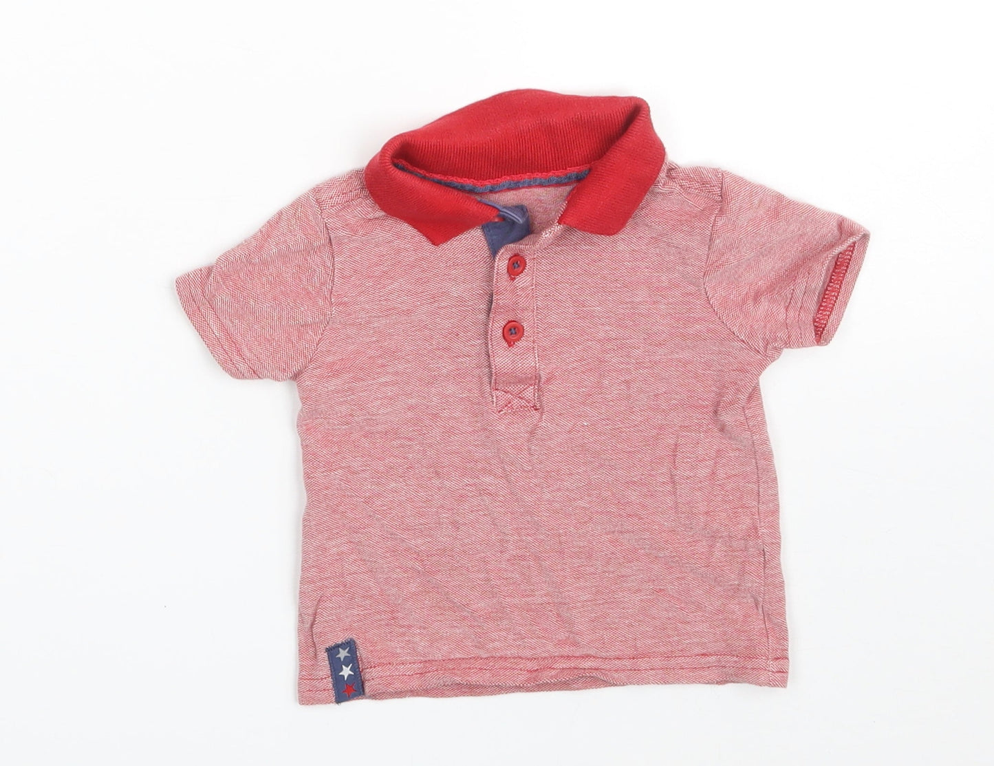 George Boys Red  100% Cotton Pullover Polo Size 6-9 Months Collared Button