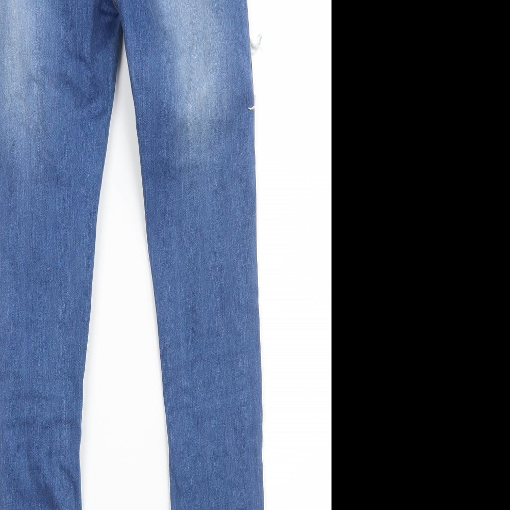 Boohoo Womens Blue  Cotton Skinny Jeans Size 6 L27 in Slim Zip