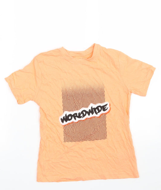 Primark Boys Orange  100% Cotton Pullover T-Shirt Size 7-8 Years Crew Neck  - Worldwide
