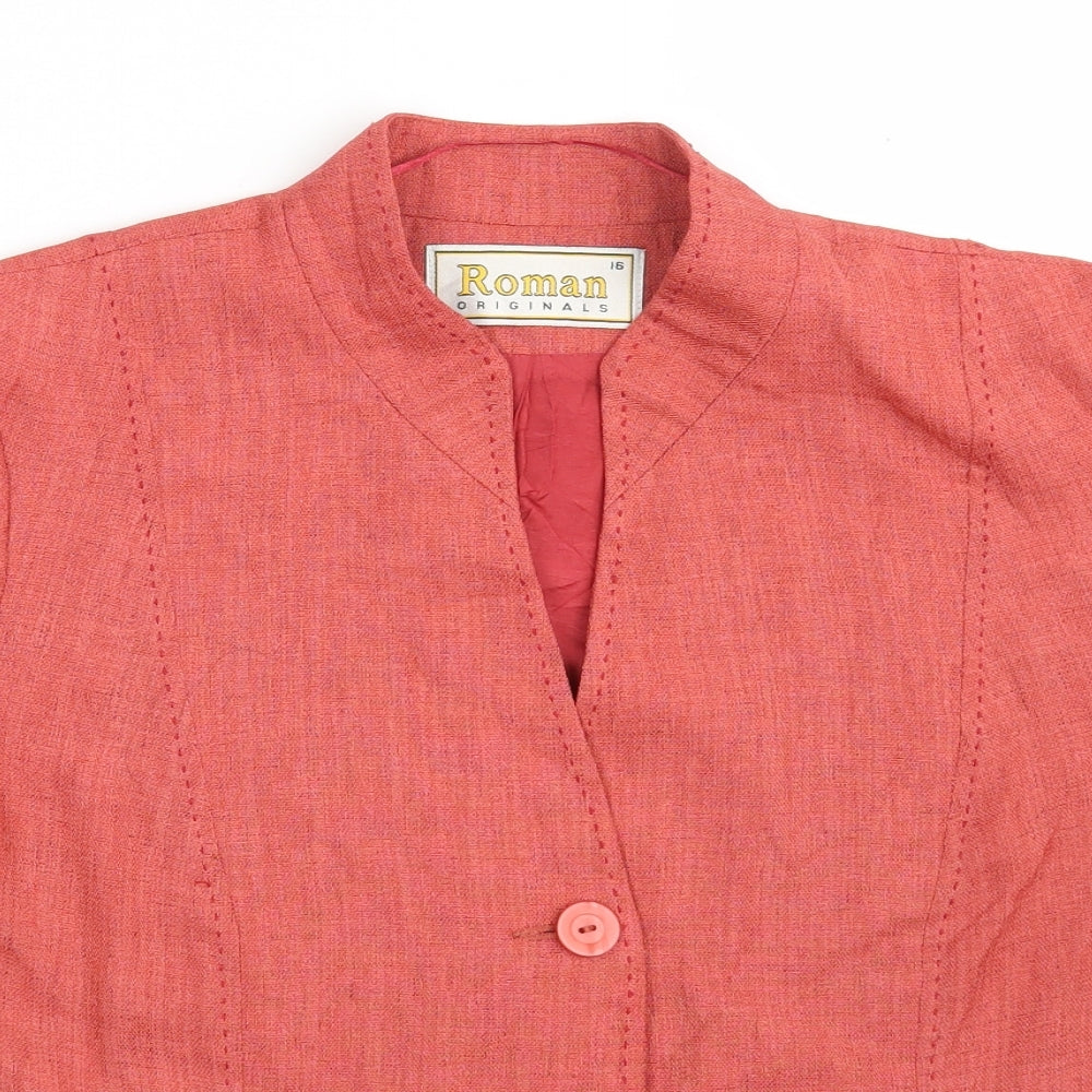 Roman Womens Orange   Jacket  Size 16  Button