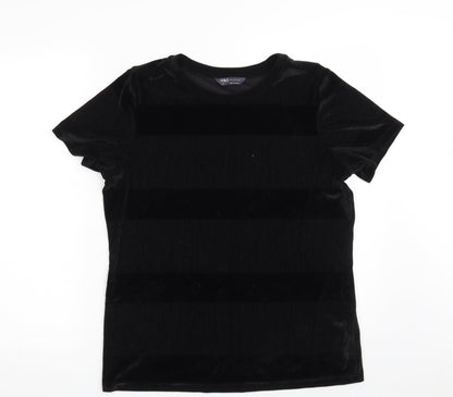 Preloved Marks and Spencer Womens Black  Polyester Basic T-Shirt Size 16 Crew Neck - Front