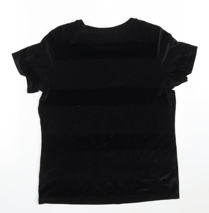 Preloved Marks and Spencer Womens Black  Polyester Basic T-Shirt Size 16 Crew Neck - Back