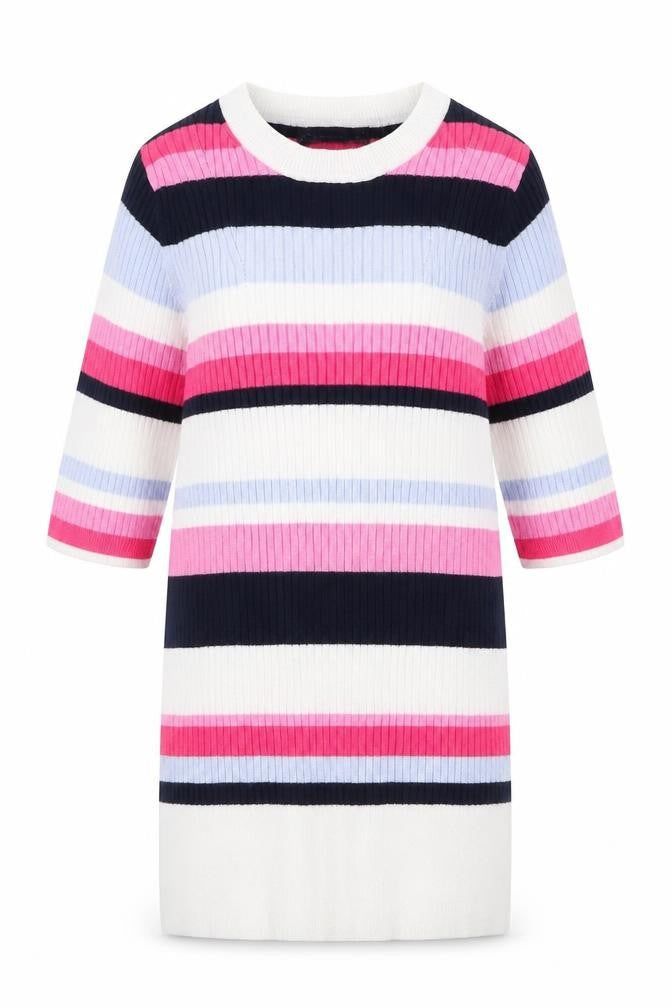Marks & Spencer Womens Multicoloured Round Neck Striped Viscose Pullover Jumper Size 10