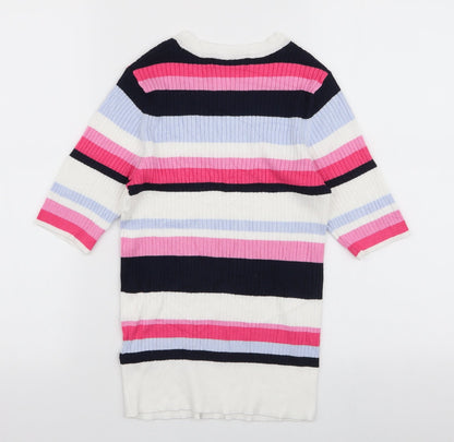 Marks & Spencer Womens Multicoloured Round Neck Striped Viscose Pullover Jumper Size 10